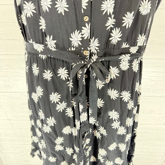 J. Jill XL black white floral babydoll midi dress whimsygoth cottage coquette - Picture 5 of 12